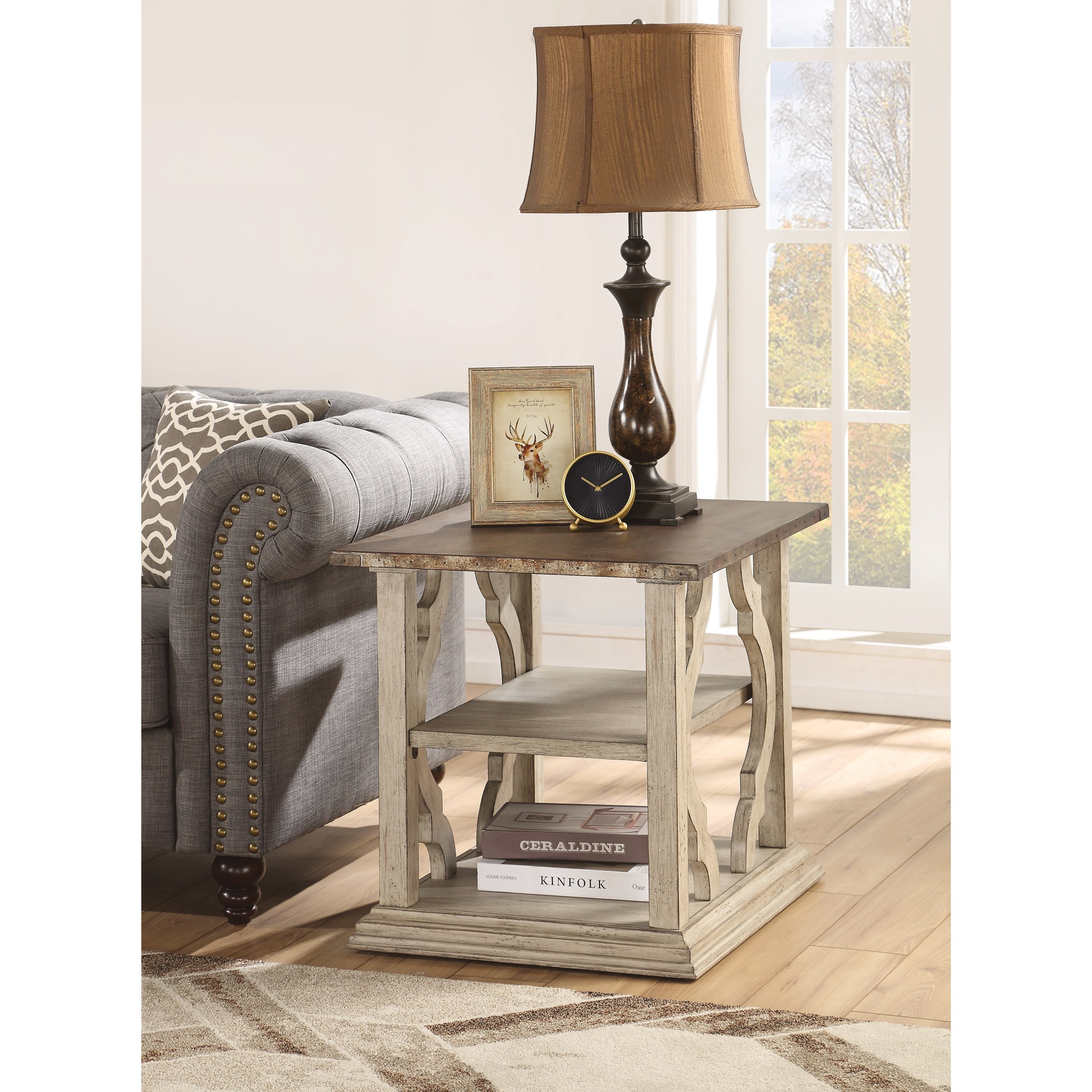 Wynwood, A Flexsteel Company Estate Relaxed Vintage End Table with Two